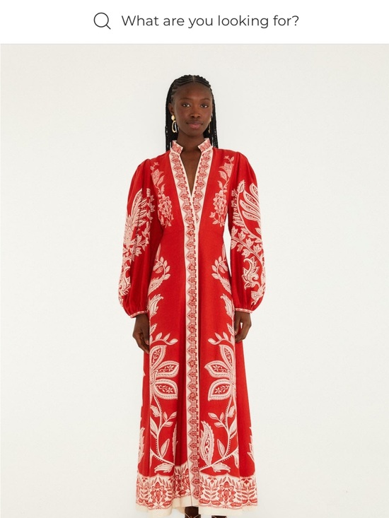 FARM Rio Dresses & Skirts - FARM RIO Miranda Red Embroidered Maxi Dress with Statement Sleeves